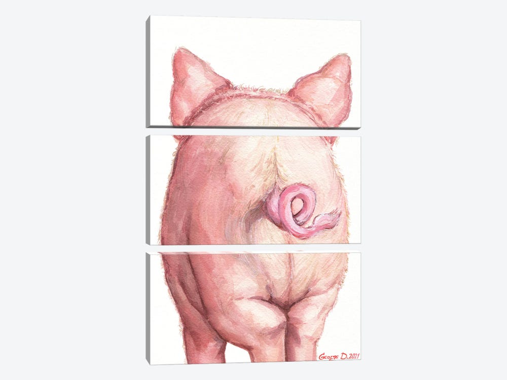 Piglet Butt by George Dyachenko 3-piece Art Print