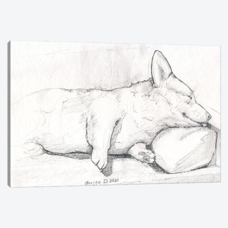 Sleeping Corgi Canvas Print #GDY323} by George Dyachenko Art Print