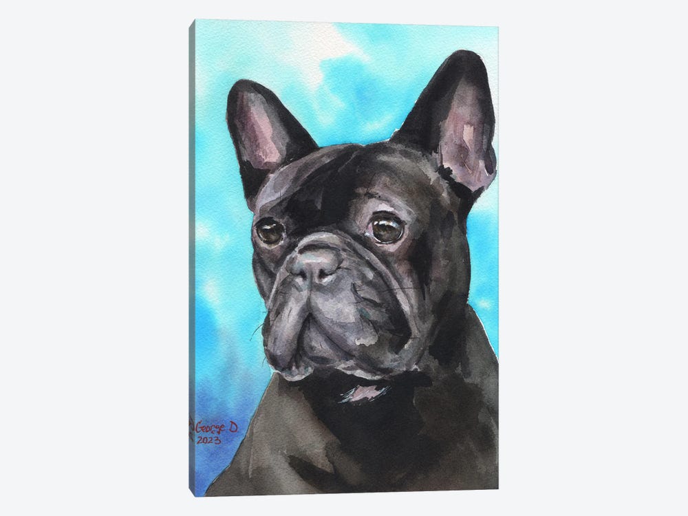 Black French Bulldog by George Dyachenko 1-piece Art Print