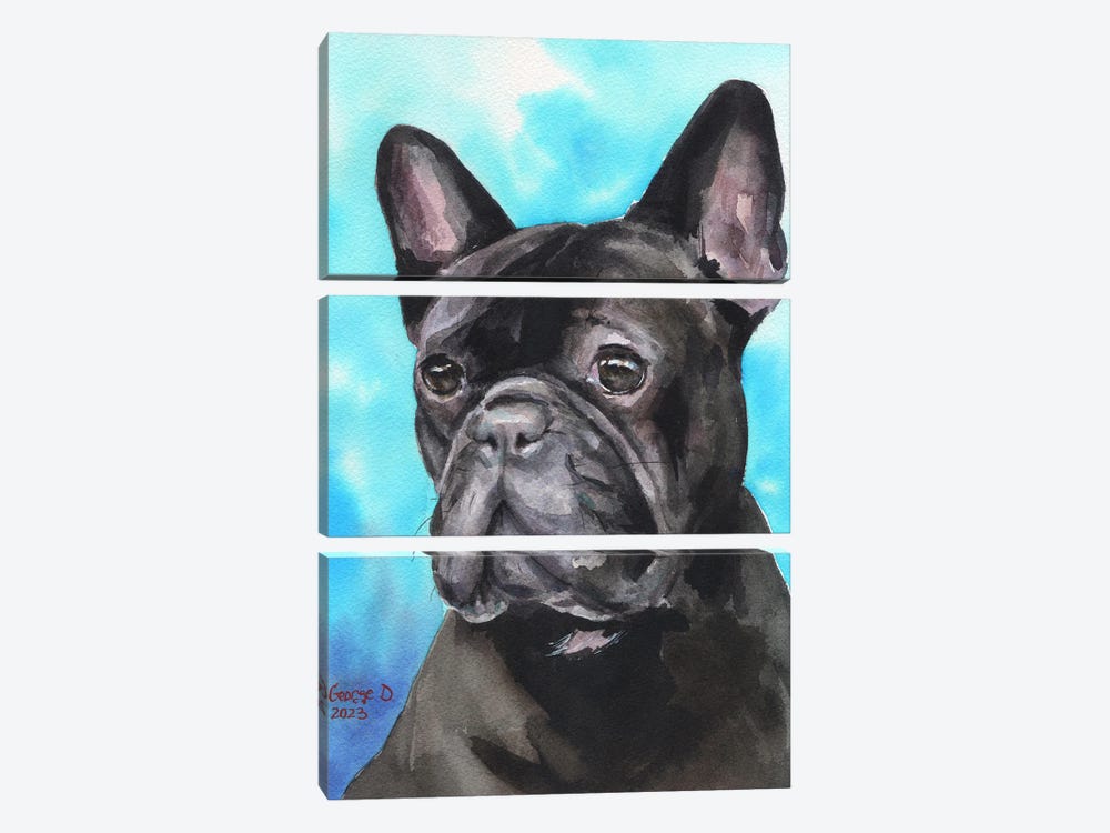 Black French Bulldog by George Dyachenko 3-piece Art Print