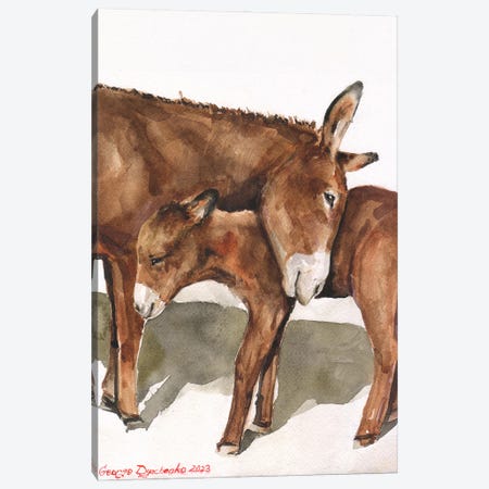 Donkey Mother And Her Baby Canvas Print #GDY341} by George Dyachenko Canvas Art Print