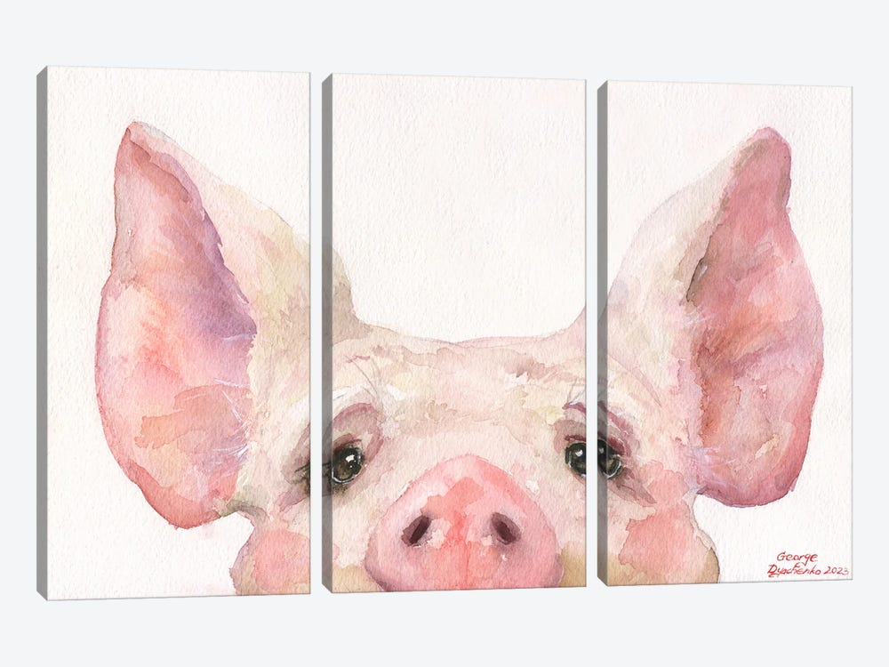 Little Piglet by George Dyachenko 3-piece Canvas Art Print