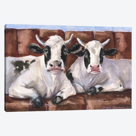 Two Cows On Sofa Canvas Print #GDY348} by George Dyachenko Canvas Print