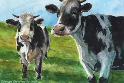 Two Cows On The Field by George Dyachenko multi panel art