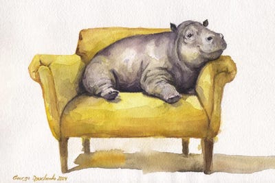 Hippo On Chair by George Dyachenko multi panel art