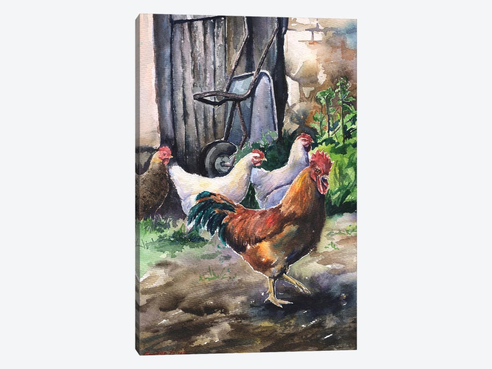 Chickens by George Dyachenko 1-piece Canvas Art Print
