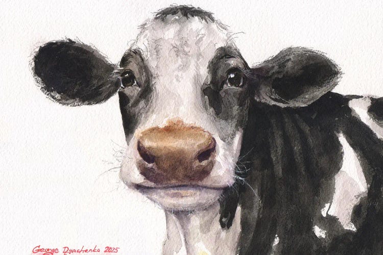 Cute Cow With White Spots by George Dyachenko wall art