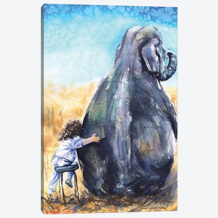 Child With Elephant Canvas Print #GDY39} by George Dyachenko Canvas Artwork