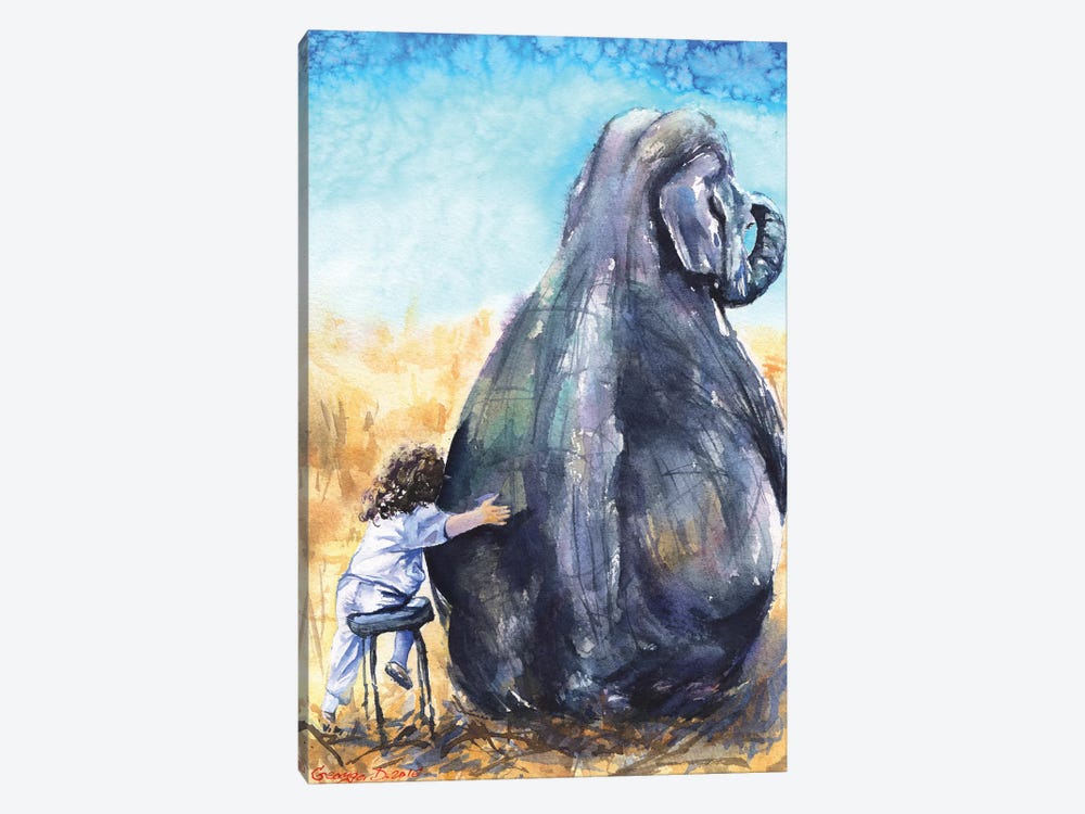 Child With Elephant by George Dyachenko 1-piece Canvas Wall Art