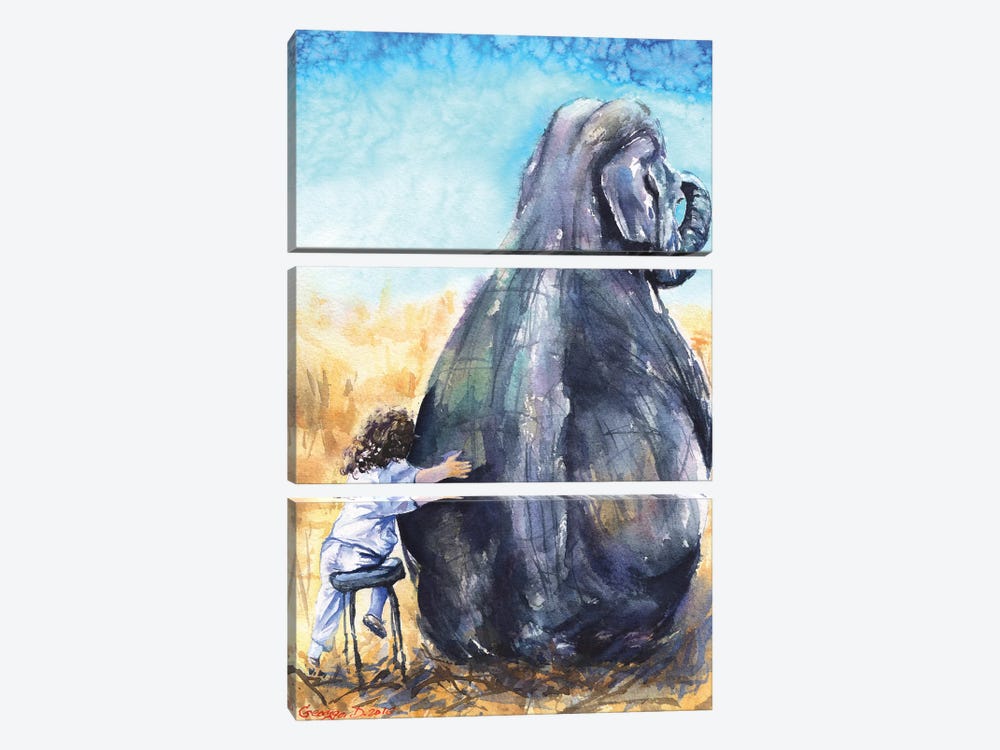 Child With Elephant by George Dyachenko 3-piece Canvas Wall Art