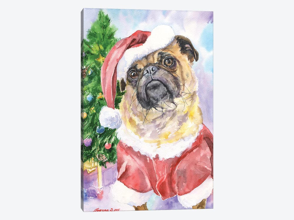 Christmas Pug by George Dyachenko 1-piece Canvas Artwork