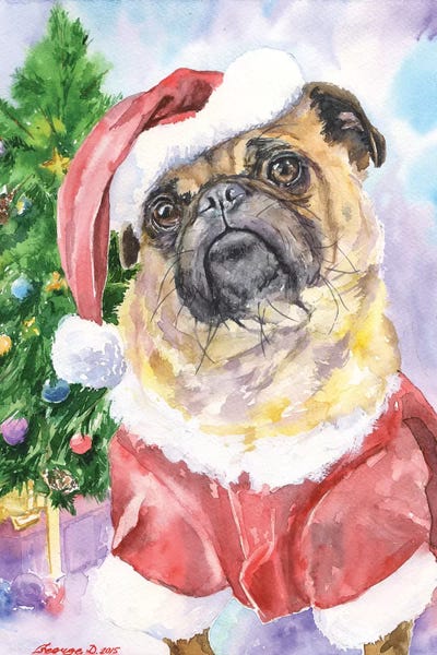 Christmas Animals: Christmas Pug by George Dyachenko