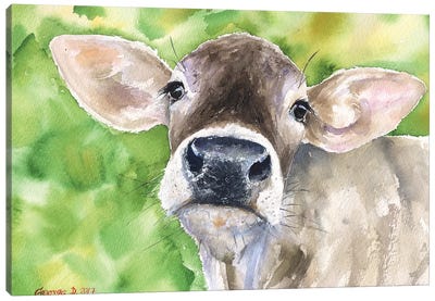 Cow In Nature Canvas Art Print - George Dyachenko