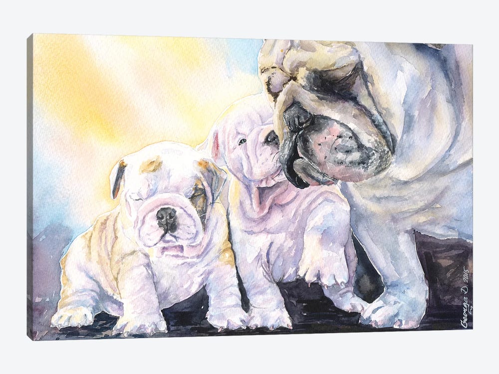 English Bulldog Family by George Dyachenko 1-piece Canvas Wall Art