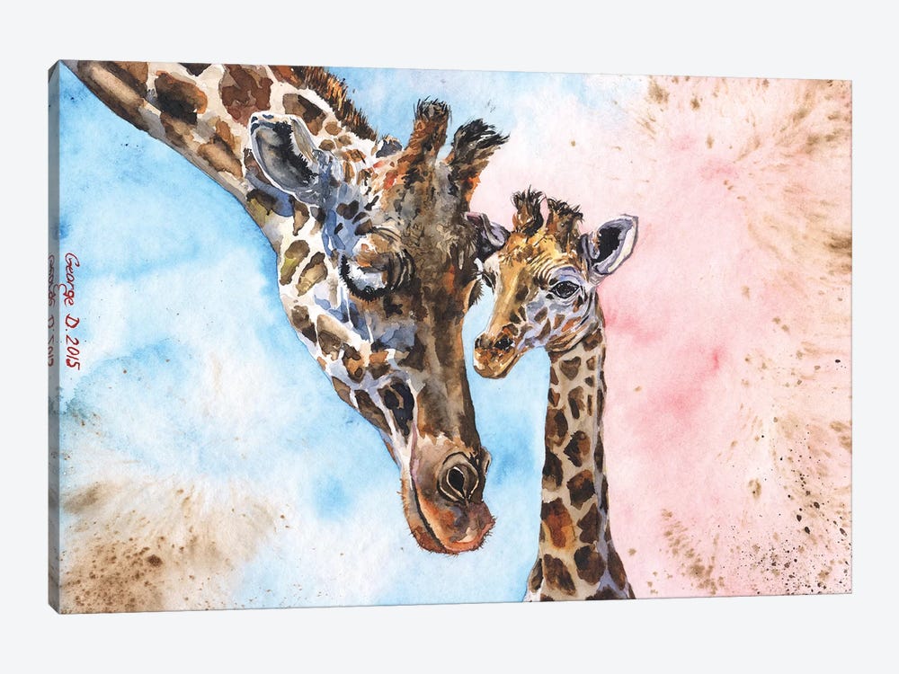 Giraffe Family I by George Dyachenko 1-piece Canvas Print