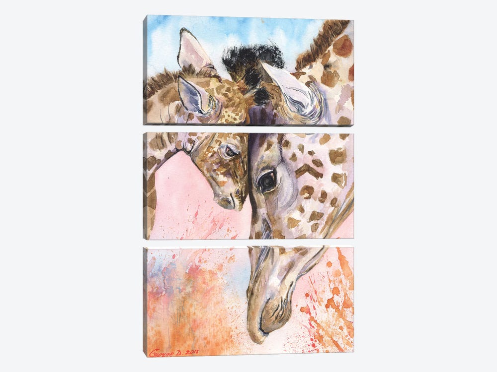 Giraffe Family II by George Dyachenko 3-piece Canvas Wall Art
