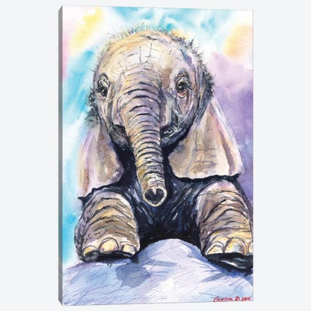 Happy Baby Elephant Canvas Print #GDY88} by George Dyachenko Art Print