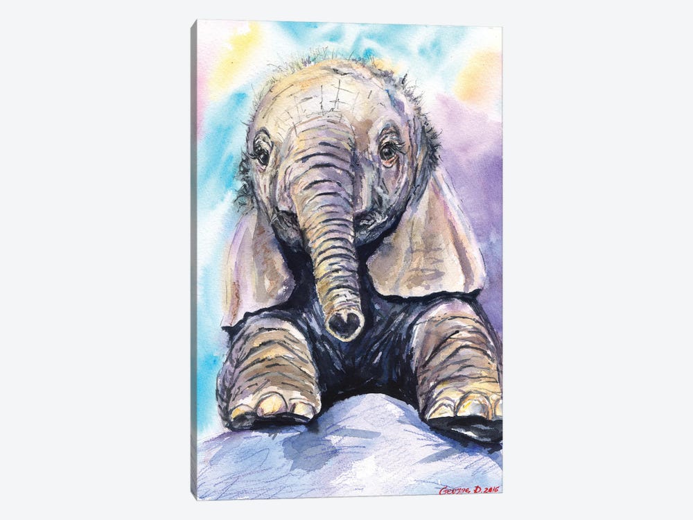 Happy Baby Elephant by George Dyachenko 1-piece Canvas Wall Art