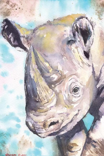 Happy Baby Rhino by George Dyachenko art print
