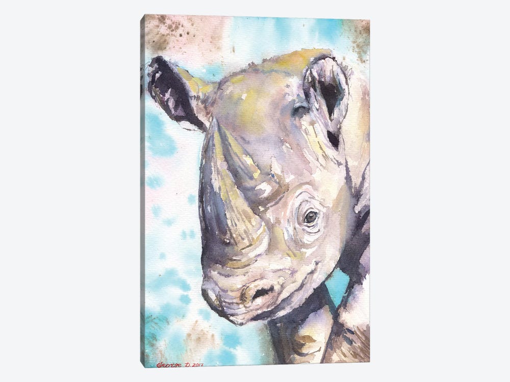 Happy Baby Rhino by George Dyachenko 1-piece Art Print