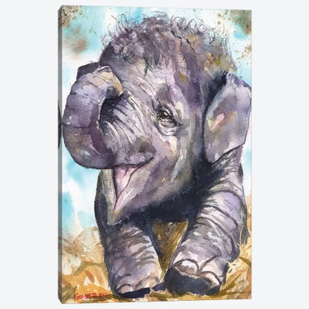 Happy Elephant Canvas Print #GDY91} by George Dyachenko Canvas Artwork