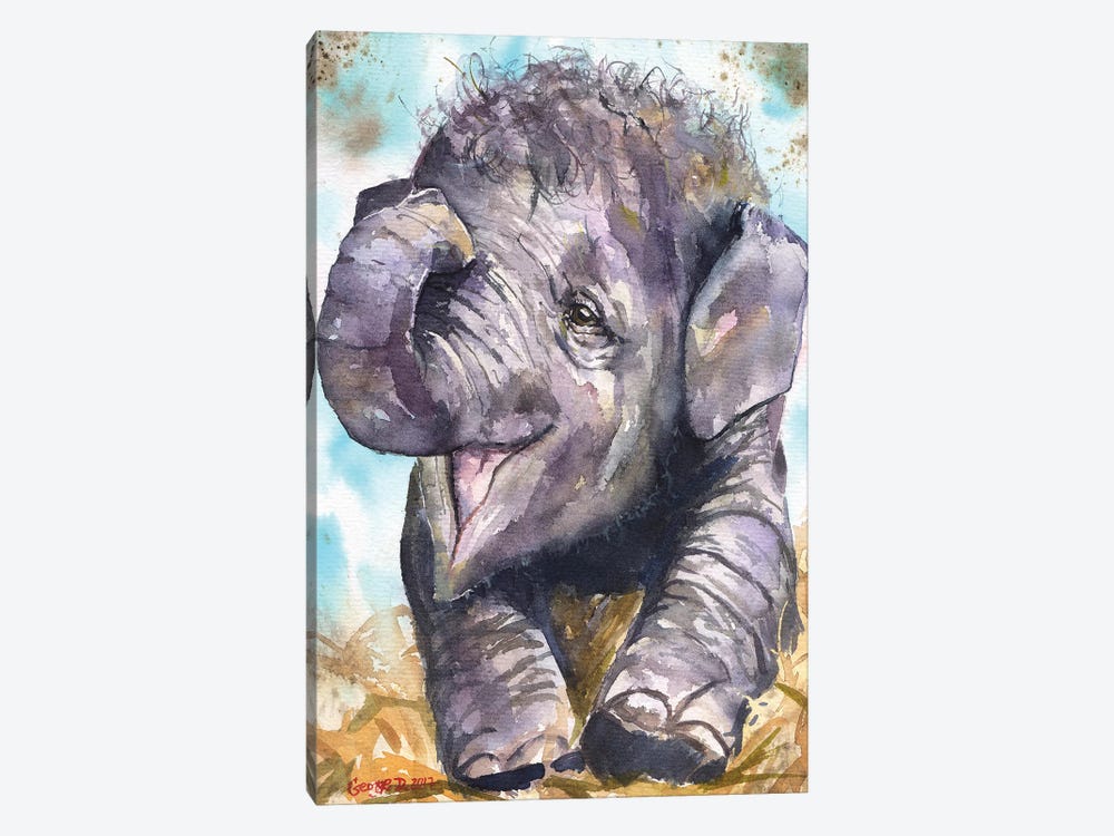 Happy Elephant by George Dyachenko 1-piece Canvas Artwork