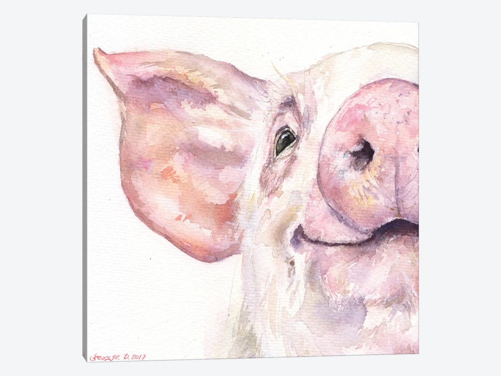 Happy Pig by George Dyachenko 1-piece Canvas Art Print