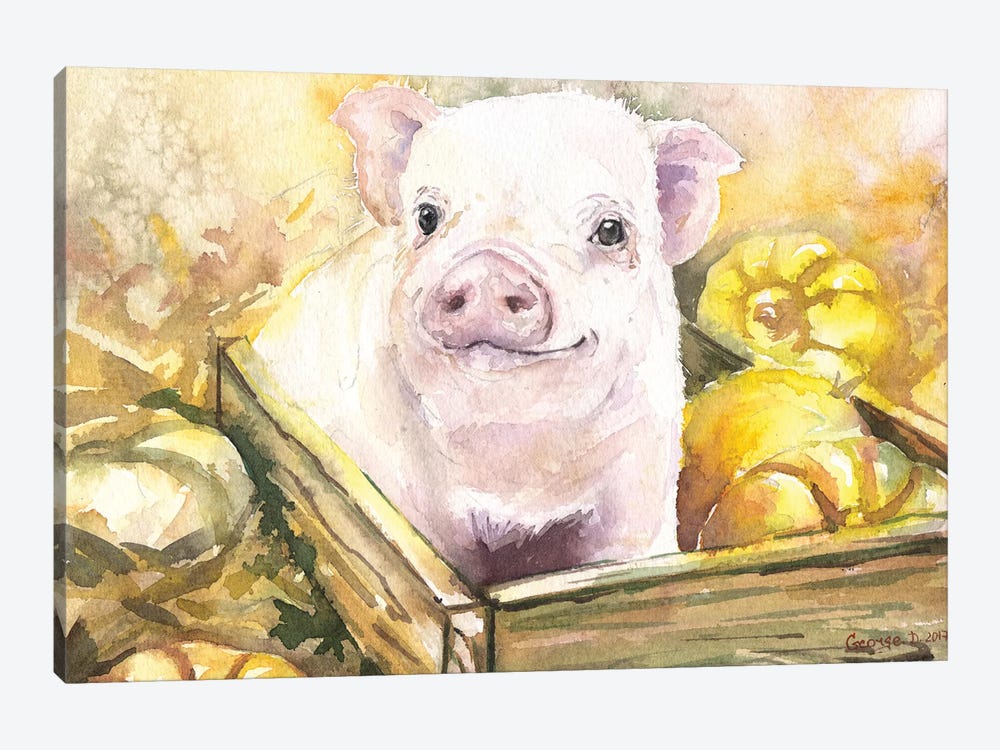 Happy Piggy III by George Dyachenko 1-piece Canvas Artwork