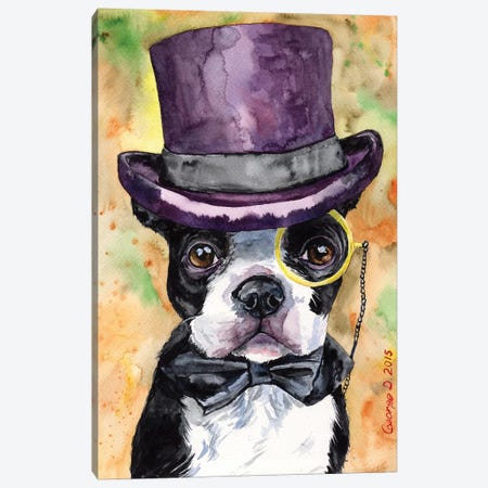 Intelligent Boston Terrier Canvas Print #GDY98} by George Dyachenko Canvas Artwork