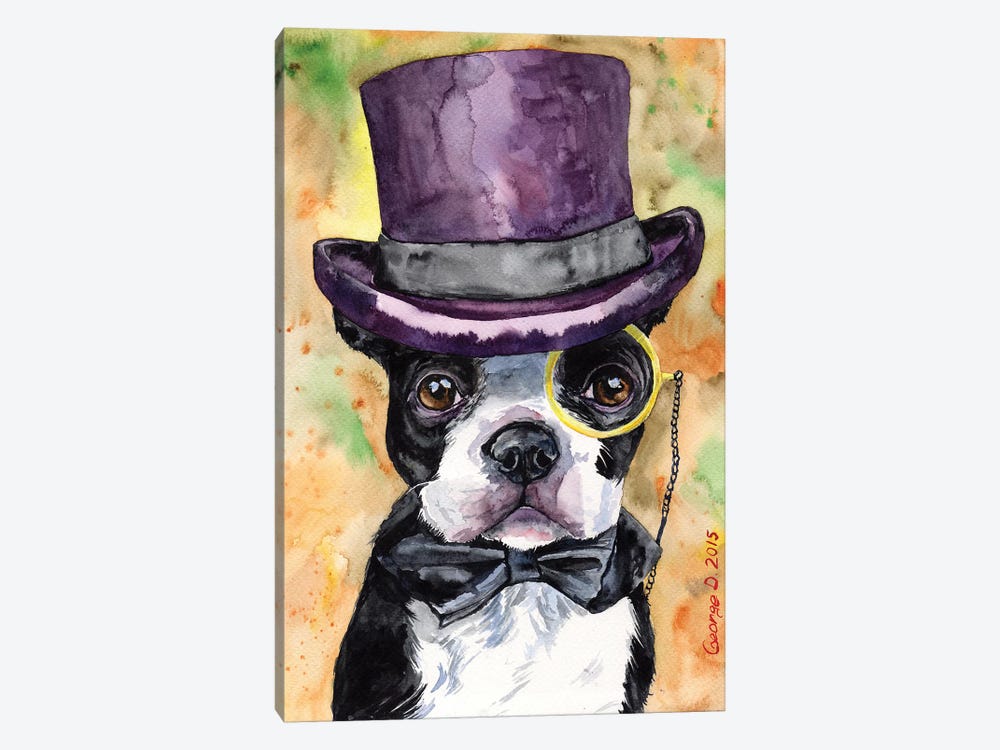 Intelligent Boston Terrier by George Dyachenko 1-piece Art Print