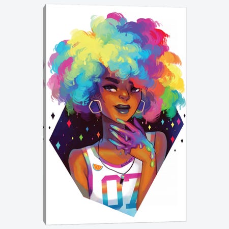 Rainbow Hair Canvas Print #GEB39} by Geneva B Canvas Wall Art