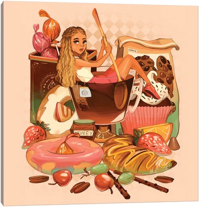 Tea With Sweets Canvas Art Print - Art by Black Artists