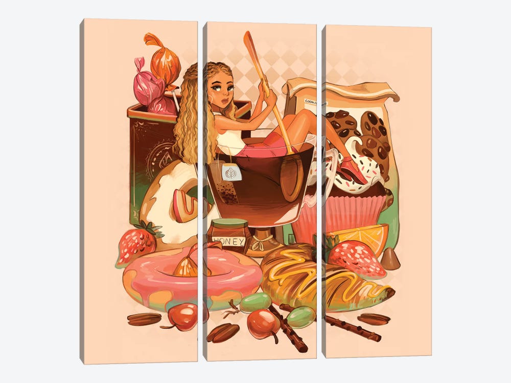Tea With Sweets by Geneva B 3-piece Canvas Art Print