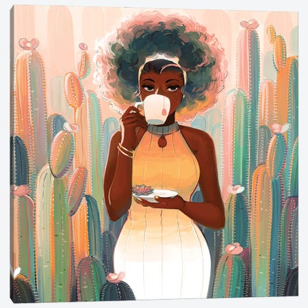 Cacti Tea Canvas Print #GEB66} by Geneva B Canvas Art