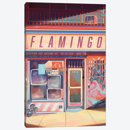 Flamingo Electronics Canvas Print #GEB73} by Geneva B Canvas Art
