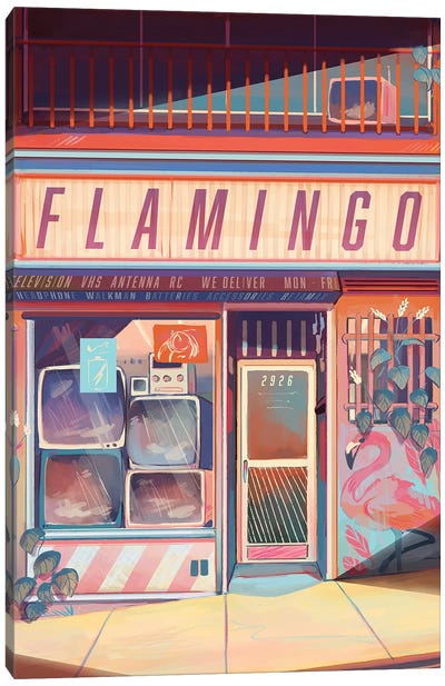 Flamingo Electronics Canvas Art Print - Geneva B
