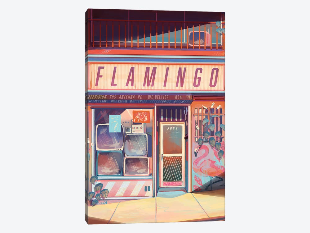 Flamingo Electronics by Geneva B 1-piece Canvas Artwork