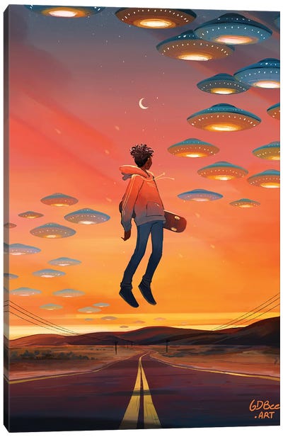 Leaving Canvas Art Print - UFO Art