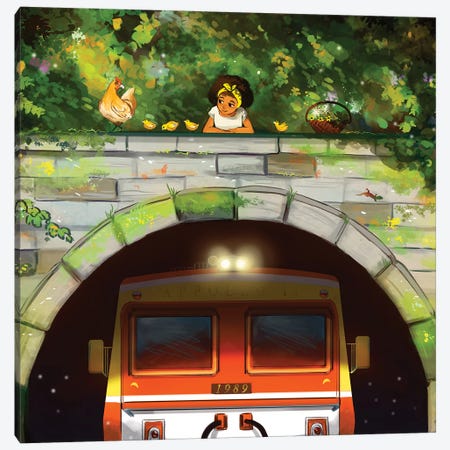 Train Watching Canvas Print #GEB80} by Geneva B Canvas Art Print