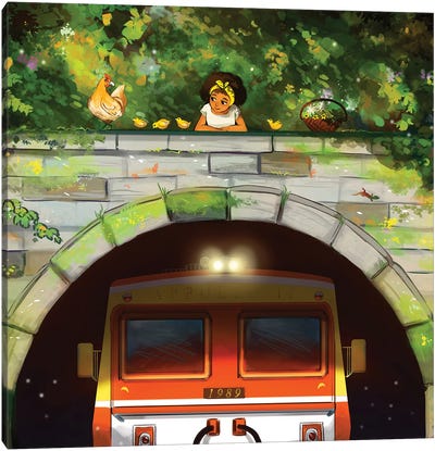 Train Watching Canvas Art Print - Geneva B