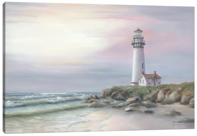 Lighthouse At Sunset Canvas Art Print - Nautical Décor