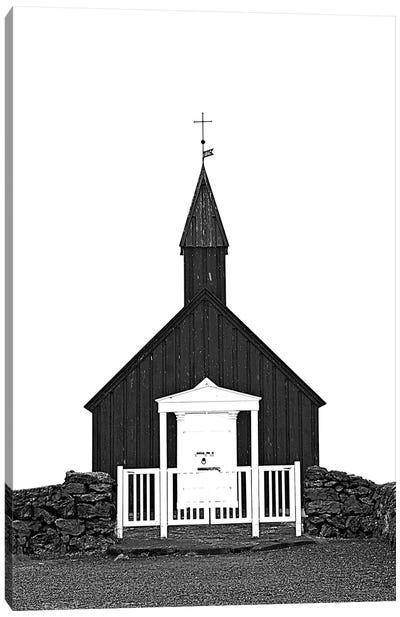 Black Church Iceland Budir Canvas Art Print - Snaefellsnes