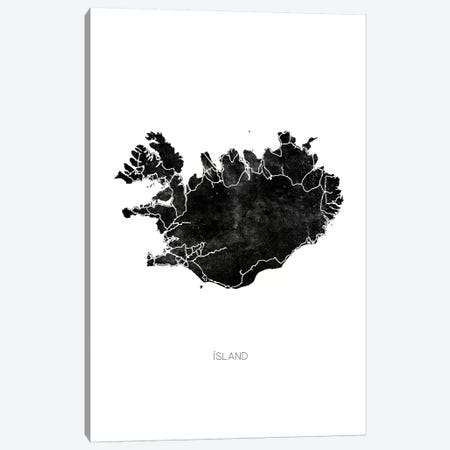 Black Iceland Map Canvas Print #GEL118} by Monika Strigel Canvas Print