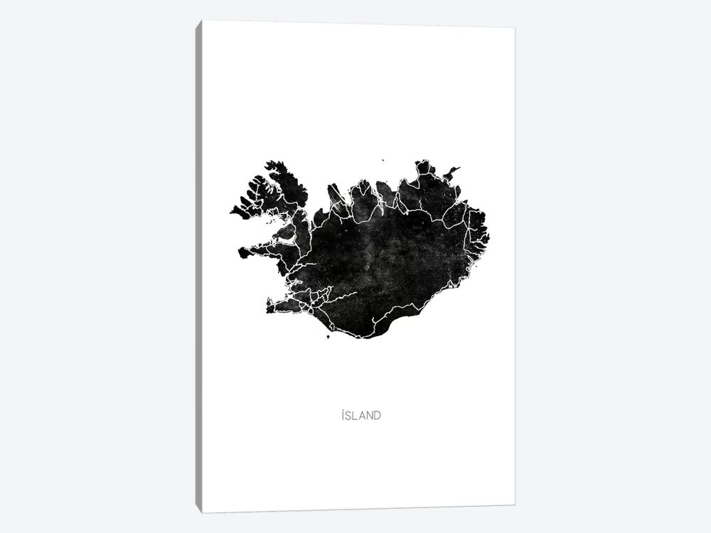 Black Iceland Map by Monika Strigel 1-piece Art Print