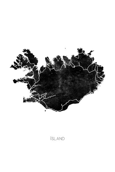 Monika Strigel: Black Iceland Map by Monika Strigel