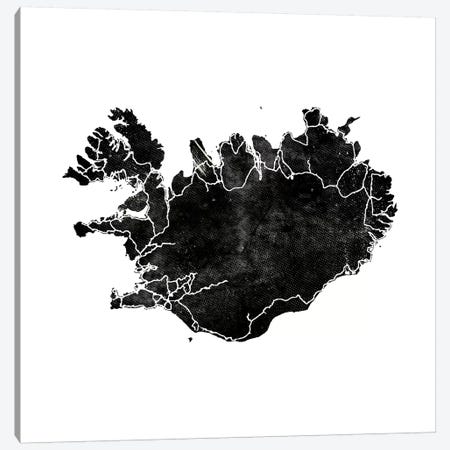 Black Iceland Map Black II Square Canvas Print #GEL119} by Monika Strigel Art Print
