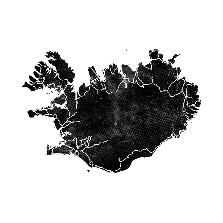 Black Iceland Map Black II Square