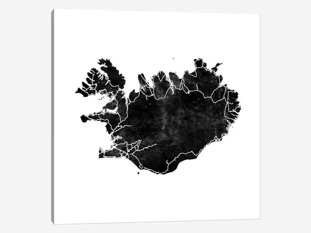 Black Iceland Map Black II Square by Monika Strigel 1-piece Canvas Art