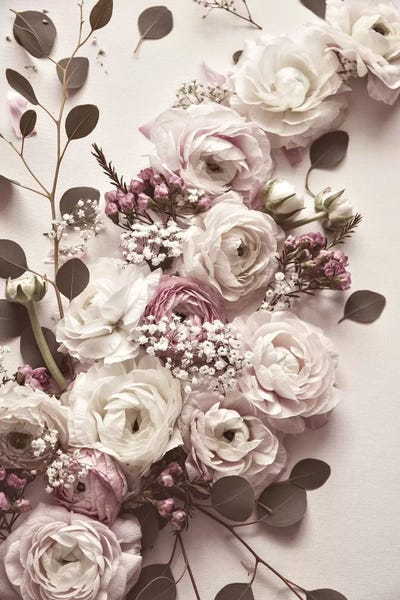 French Country Décor: Flat Lay Flowers by Monika Strigel