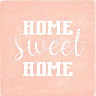 Home Sweet Home Scandi Coral Square by Monika Strigel framed canvas print